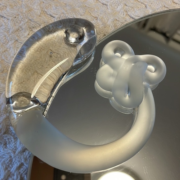  Mirrored Round Vanity Tray Frosted Glass Fish Handles and Felt Bottom - Picture 4 of 5